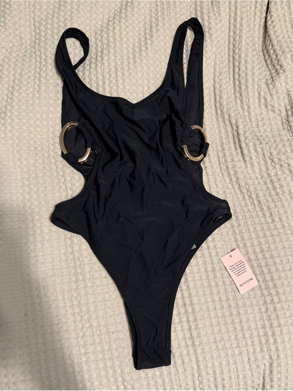 One-Piece Swimsuit with Gold Ring Accents